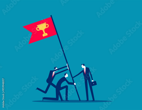 Assistance. Flag as a symbol of success and heights, goal achievement