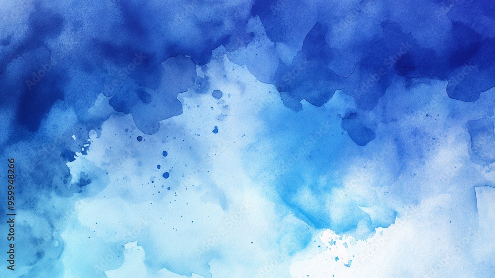 Fototapeta premium Blue watercolour painting texture background