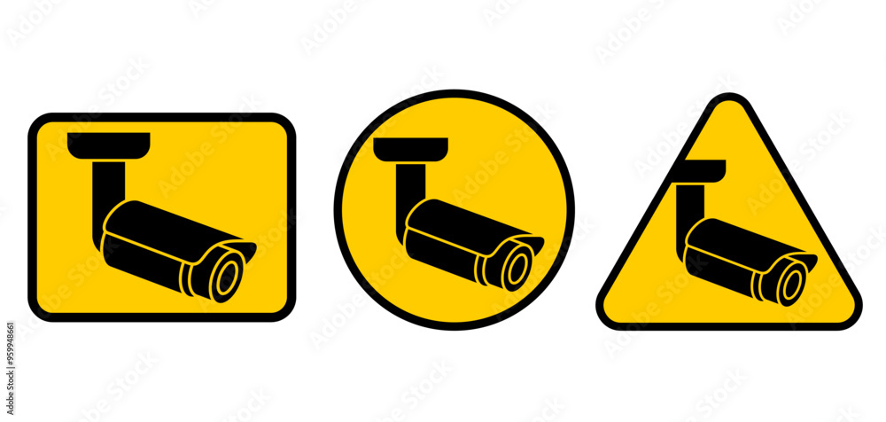CCTV camera sign - rectangle, circle or triangle shape CCTV camera sign - rectangle, circle or triangle shape