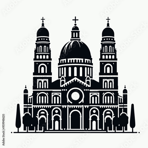 Flat vector silhouettes of famous places and monuments in the world
