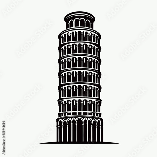 Flat vector silhouettes of famous places and monuments in the world
