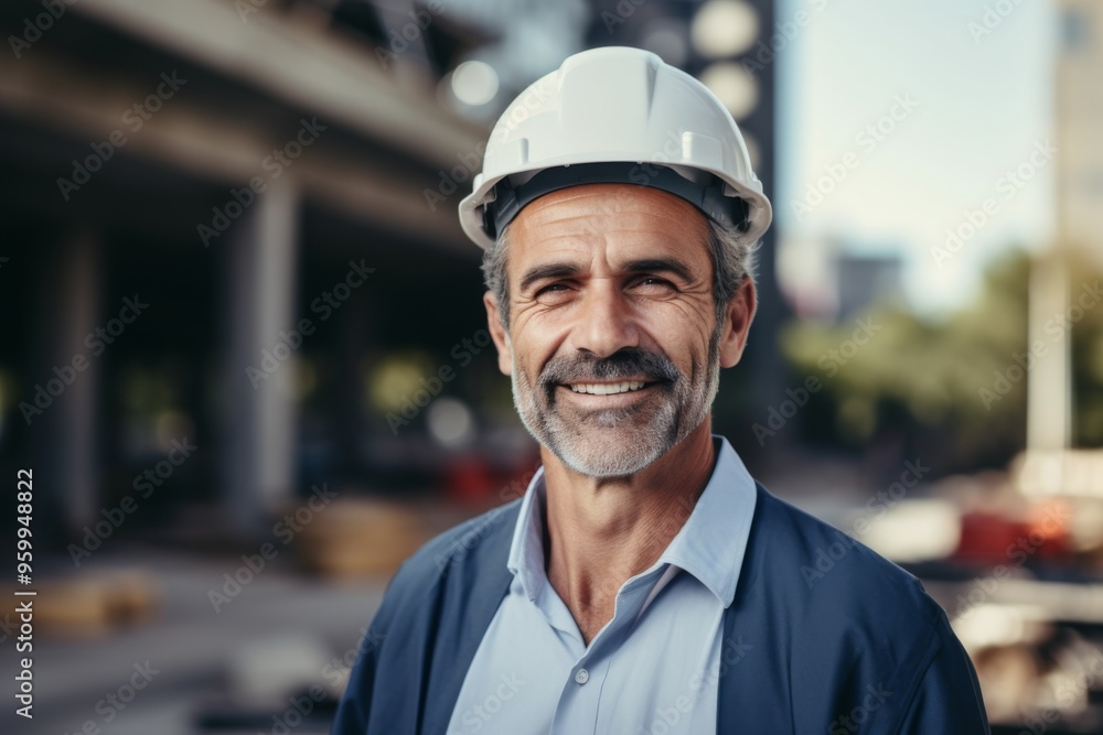 Portrait of a smiling middle aged businessman on construction site Portrait of a smiling middle aged businessman on construction site