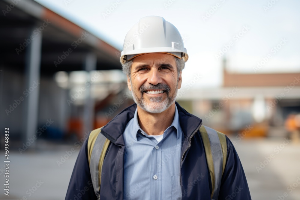 Portrait of a smiling middle aged businessman on construction site Portrait of a smiling middle aged businessman on construction site