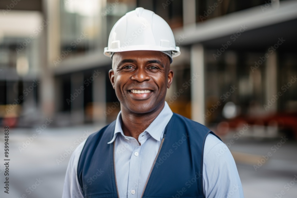 Portrait of a smiling middle aged businessman on construction site Portrait of a smiling middle aged businessman on construction site