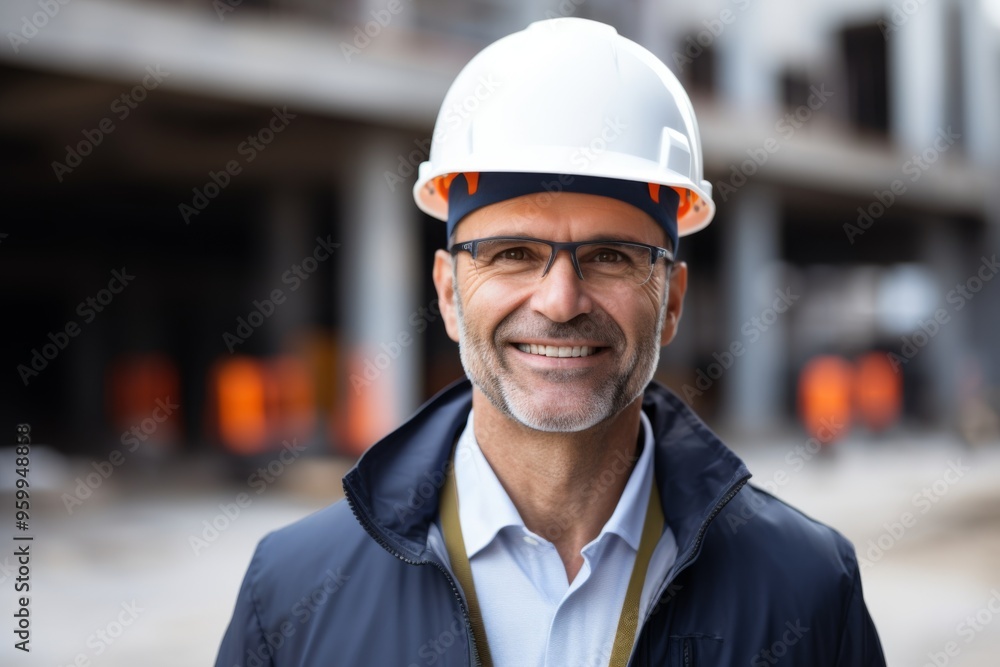 Portrait of a smiling middle aged businessman on construction site Portrait of a smiling middle aged businessman on construction site