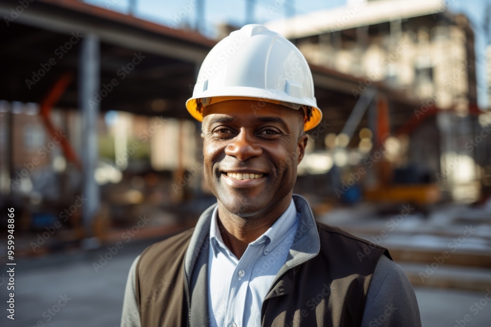 Portrait of a smiling middle aged businessman on construction site Portrait of a smiling middle aged businessman on construction site