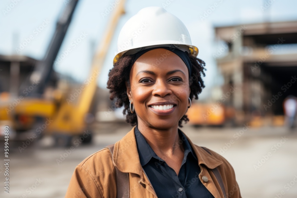 Portrait of a smiling middle aged businesswoman on construction site Portrait of a smiling middle aged businesswoman on construction site