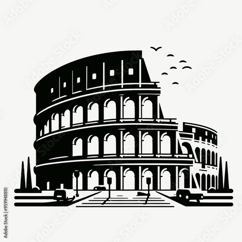 Flat vector silhouettes of famous places and monuments in the world

