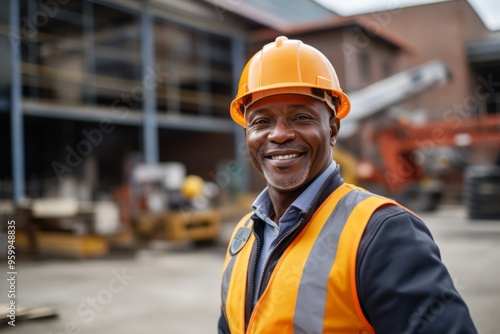 Wallpaper Mural Portrait of a smiling middle aged businessman on construction site Torontodigital.ca