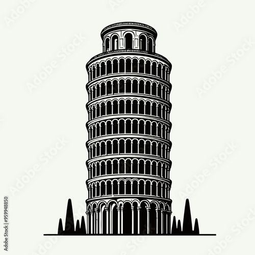 Flat vector silhouettes of famous places and monuments in the world
