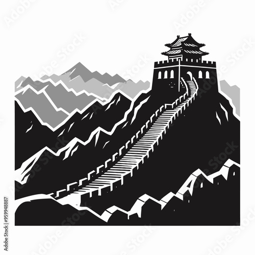Flat vector silhouettes of famous places and monuments in the world
