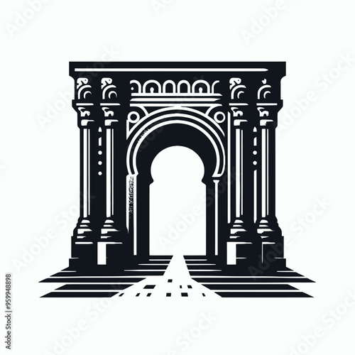 Flat vector silhouettes of famous places and monuments in the world
