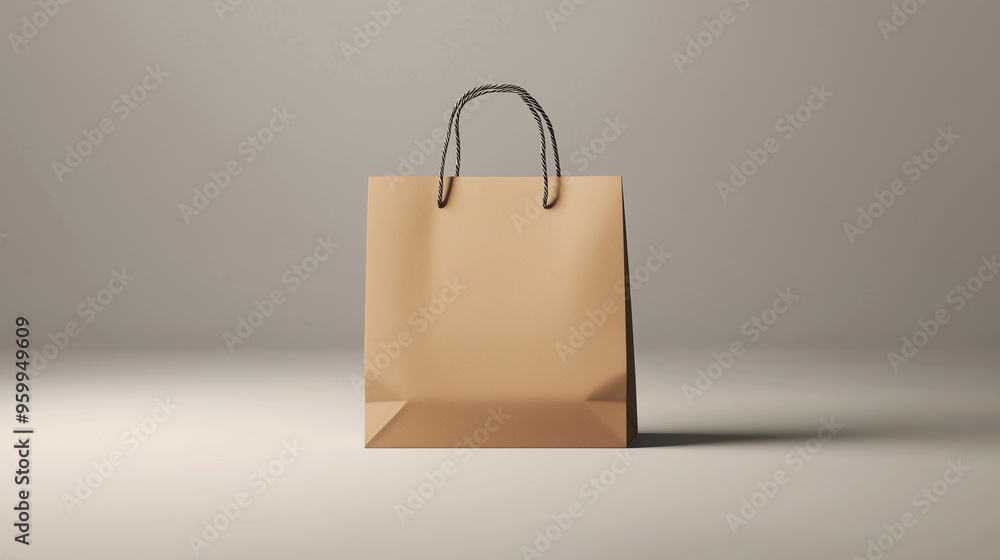 Realistic Shopping Paper Bag Mockup: Illustration with Attention to Detail Realistic Shopping Paper Bag Mockup: Illustration with Attention to Detail