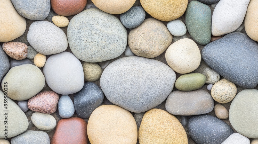 A close-up view displays a variety of small, smooth white pebbles arranged on a natural stone surface, showcasing intricate textures and natural lighting for a crisp appearance SEAMLESS PATTERN A close-up view displays a variety of small, smooth white pebbles arranged on a natural stone surface, showcasing intricate textures and natural lighting for a crisp appearance SEAMLESS PATTERN
