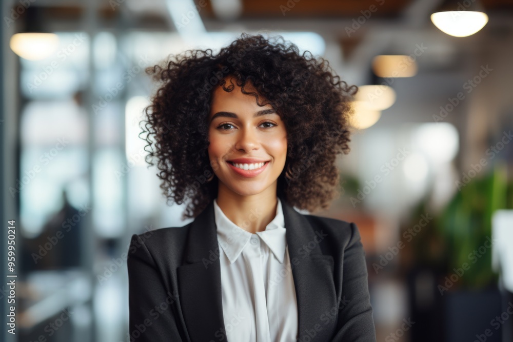 Smiling portrait of a young African American businesswoman in office Smiling portrait of a young African American businesswoman in office