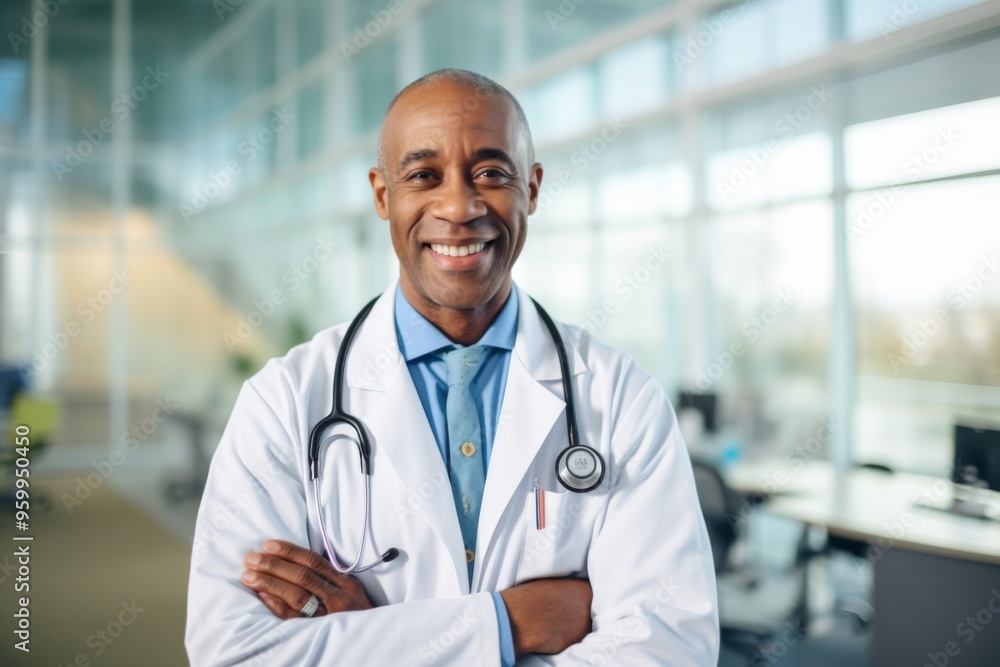 Portrait of a smiling middle aged male doctor in hospital Portrait of a smiling middle aged male doctor in hospital