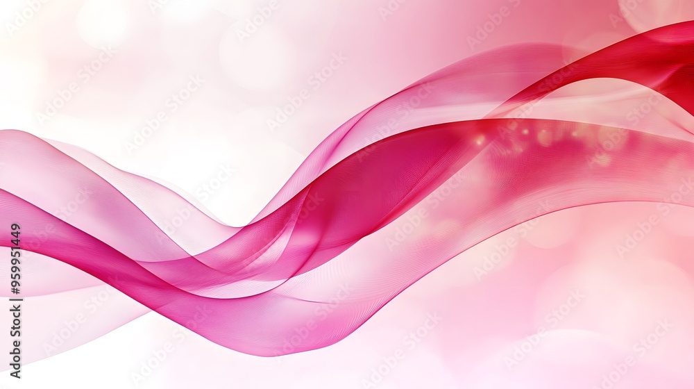 Naklejka premium Abstract Pink Swirling Wave Background with Bokeh Lights