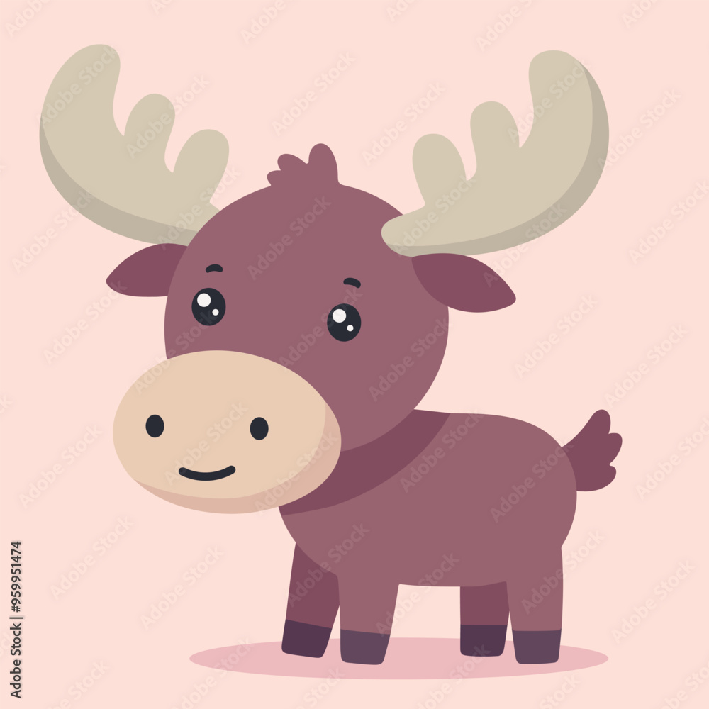 Adorable Playful Moose Illustration in Flat Vector Design Cute Animal Graphic for Nature Lovers Adorable Playful Moose Illustration in Flat Vector Design Cute Animal Graphic for Nature Lovers