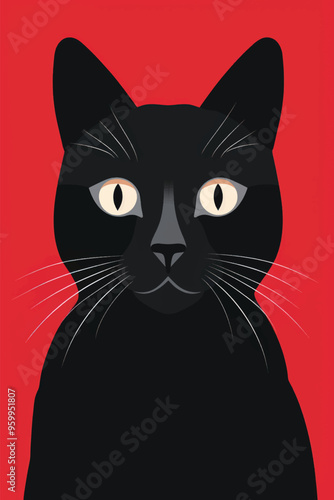Black cat minimalist art