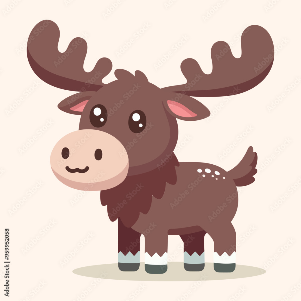 Adorable Playful Moose Illustration in Flat Vector Design Cute Animal Graphic for Nature Lovers Adorable Playful Moose Illustration in Flat Vector Design Cute Animal Graphic for Nature Lovers
