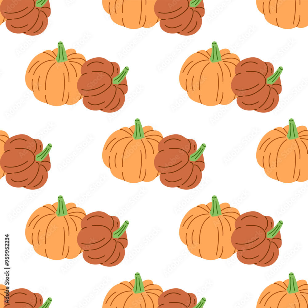 Vector flat style Halloween seamless pattern. Hand-drawn pumpkin. Element for labels, packaging and cards design. Vector flat style Halloween seamless pattern. Hand-drawn pumpkin. Element for labels, packaging and cards design.