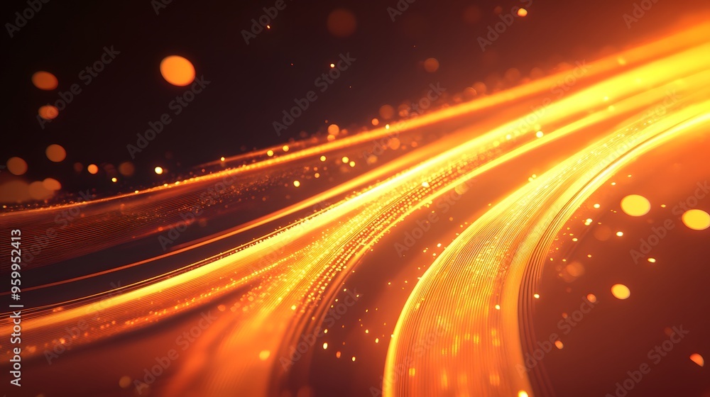 Abstract Orange and Gold Light Trails with Bokeh Abstract Orange and Gold Light Trails with Bokeh