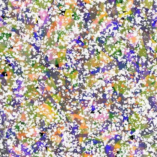 Abstract seamless pattern. Multicolored paint strokes, splashes, blots. Design of background, wallpaper, walls, interior, packaging, fabric, textiles.