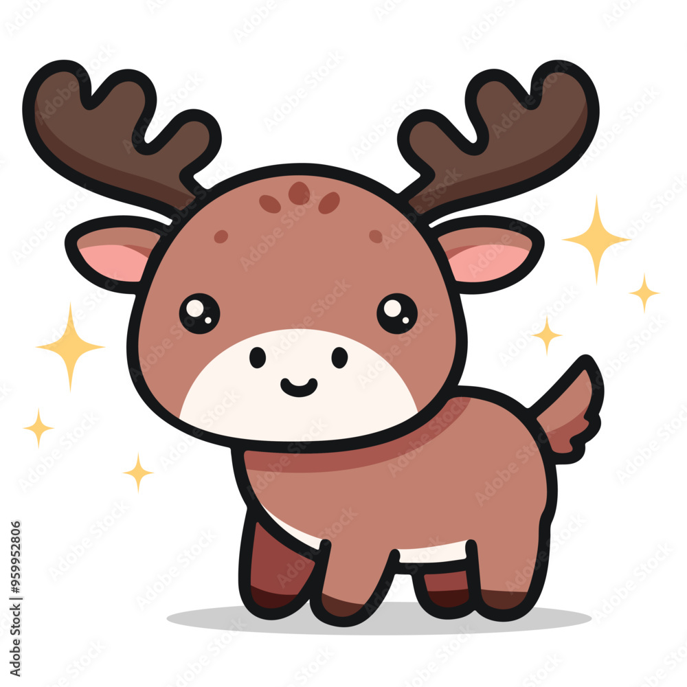 Adorable Playful Moose Illustration in Flat Vector Design Cute Animal Graphic for Nature Lovers Adorable Playful Moose Illustration in Flat Vector Design Cute Animal Graphic for Nature Lovers