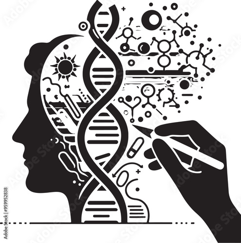 human dna vector design clipart flat style artwork photo