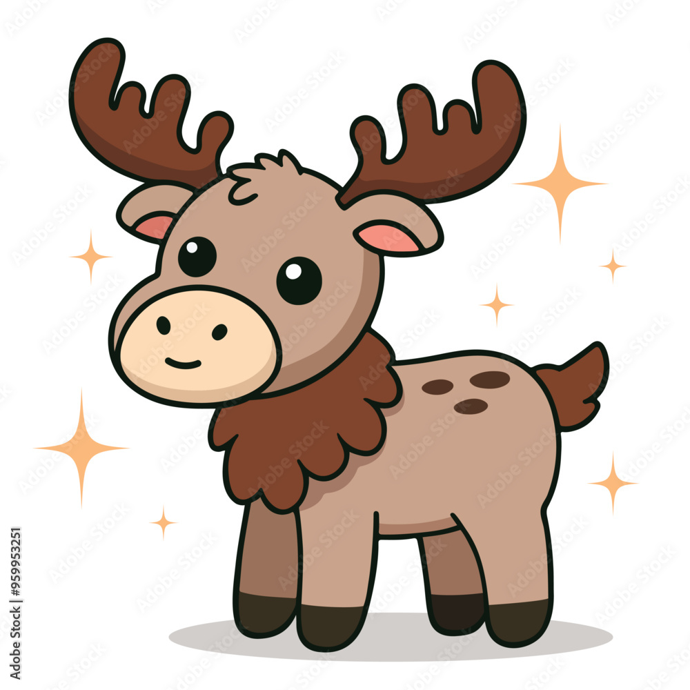 Adorable Playful Moose Illustration in Flat Vector Design Cute Animal Graphic for Nature Lovers Adorable Playful Moose Illustration in Flat Vector Design Cute Animal Graphic for Nature Lovers