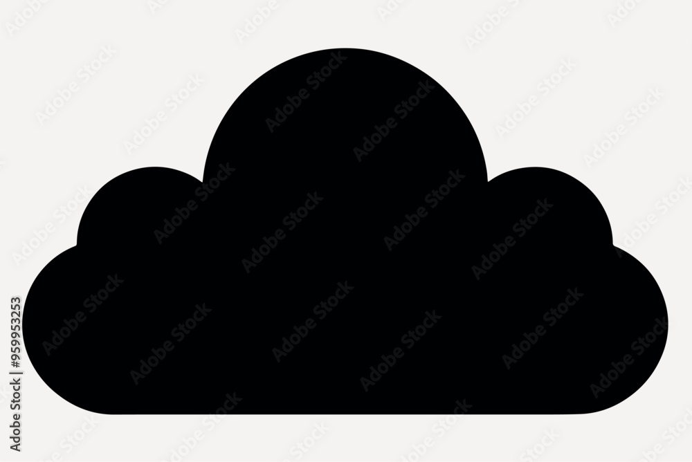 Black cloud silhouette vector icon Black cloud silhouette vector icon