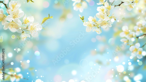 A blurred background of white and yellow flowers.