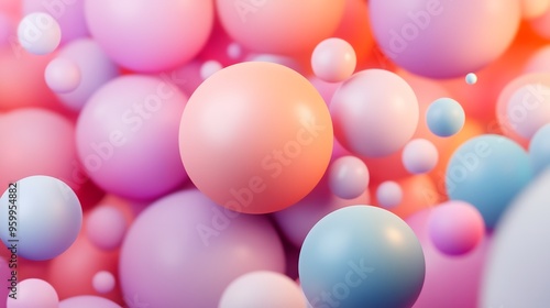 Abstract Background with Pink Blue and Orange Spheres