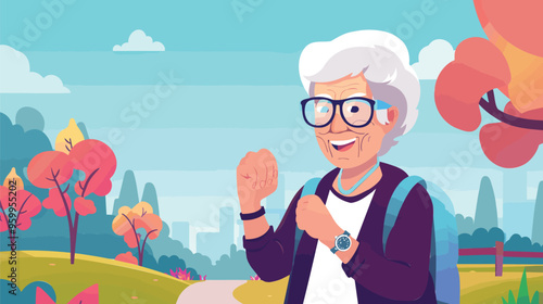 Elderly Fitness Tracking: Grandmother Counts Steps with Smart Watch