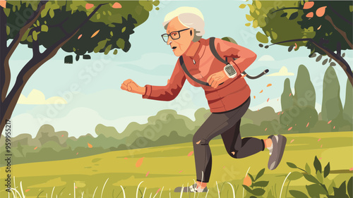 Elderly Fitness Tracking: Grandmother Counts Steps with Smart Watch