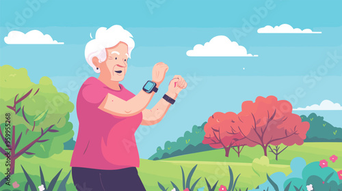 Elderly Fitness Tracking: Grandmother Counts Steps with Smart Watch