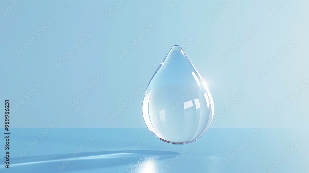 Fototapeta premium Water drop droplet isolated on a blue background