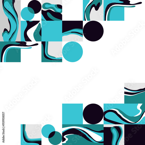 Abstract pattern - organic and geometric style, top and bottom margins