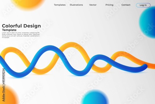 3D orange and blue gradient color abstract shape fluid colorful background design. Liquid gradient color web landing page design. Futuristic web banner template with a fluid shape. Web cover page