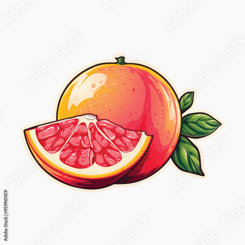 Fresh juicy grapefruit illustration