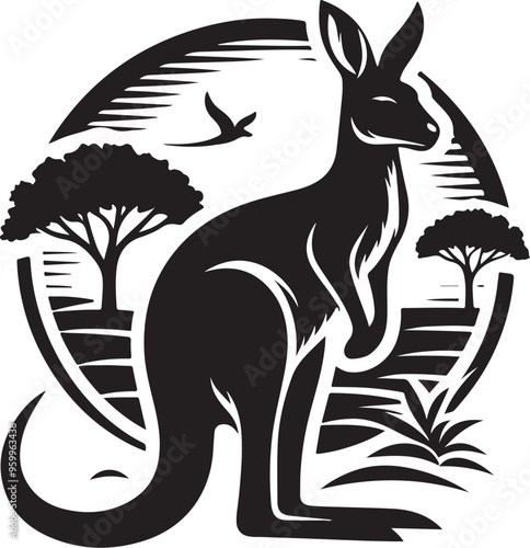 kangaroo vector design clipart flat style artwork photo