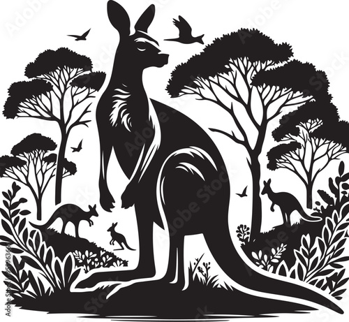 kangaroo vector design clipart flat style artwork photo