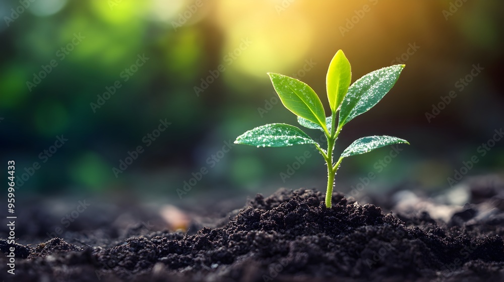 Fototapeta premium Sprouting Plant Symbolizing Growth and New Beginnings in Nature