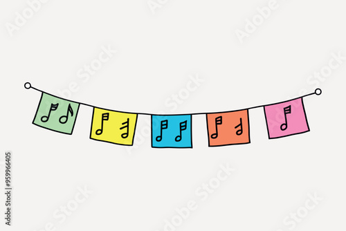 Colorful musical note bunting