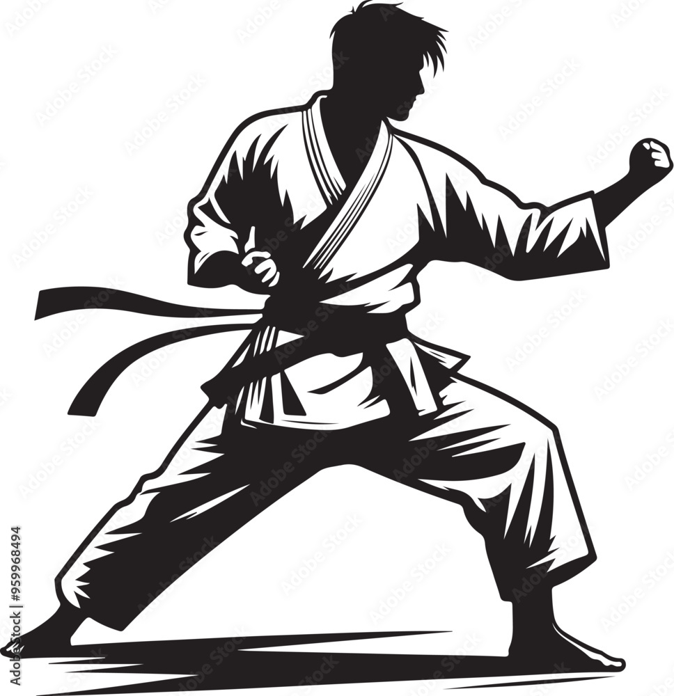 Fototapeta premium karate player vector design clipart flat style artwork