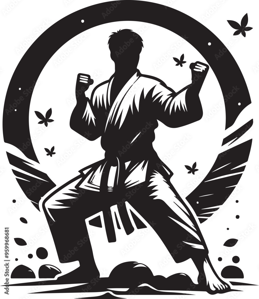 Fototapeta premium karate player vector design clipart flat style artwork