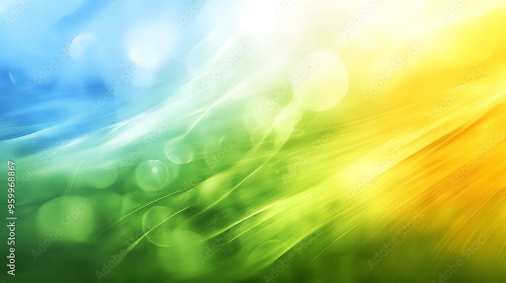 Obraz premium Abstract Green Yellow Blue Bokeh Background