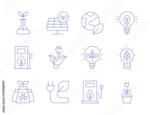 Green energy icons. Thin Line style, editable stroke. ecology, clean energy, eco fuel, bio energy, green energy