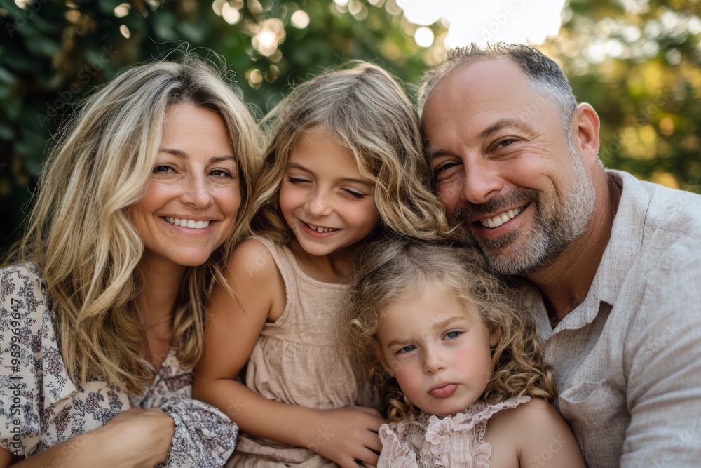 Fototapeta premium Family Happiness Captured, A Smiling Family Portrait