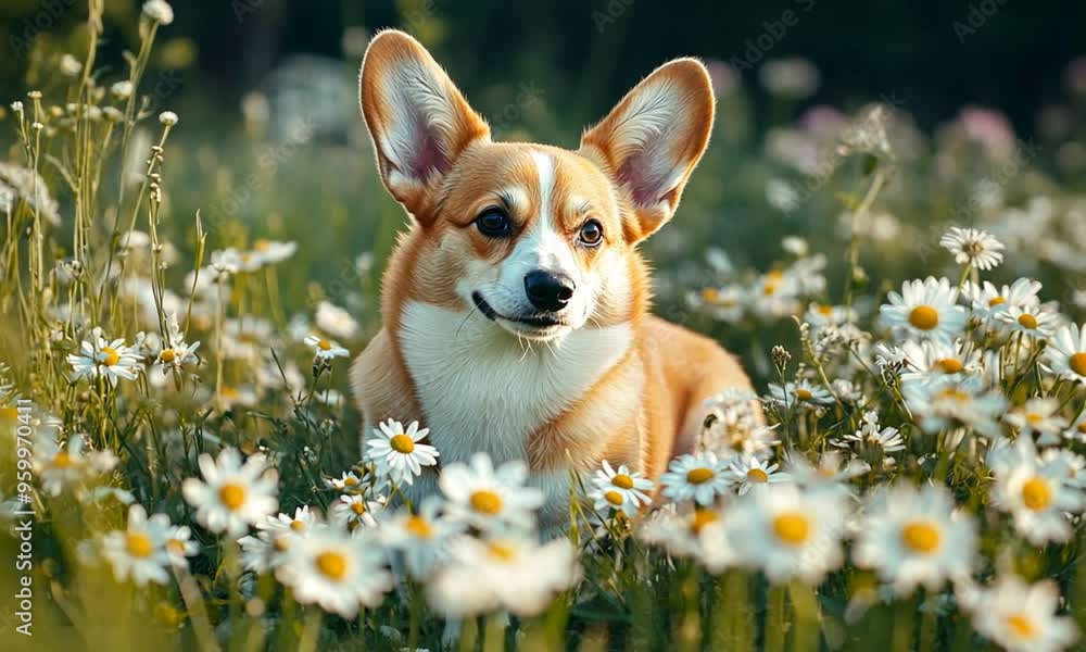 Corgi in a Field of Daisies Corgi in a Field of Daisies